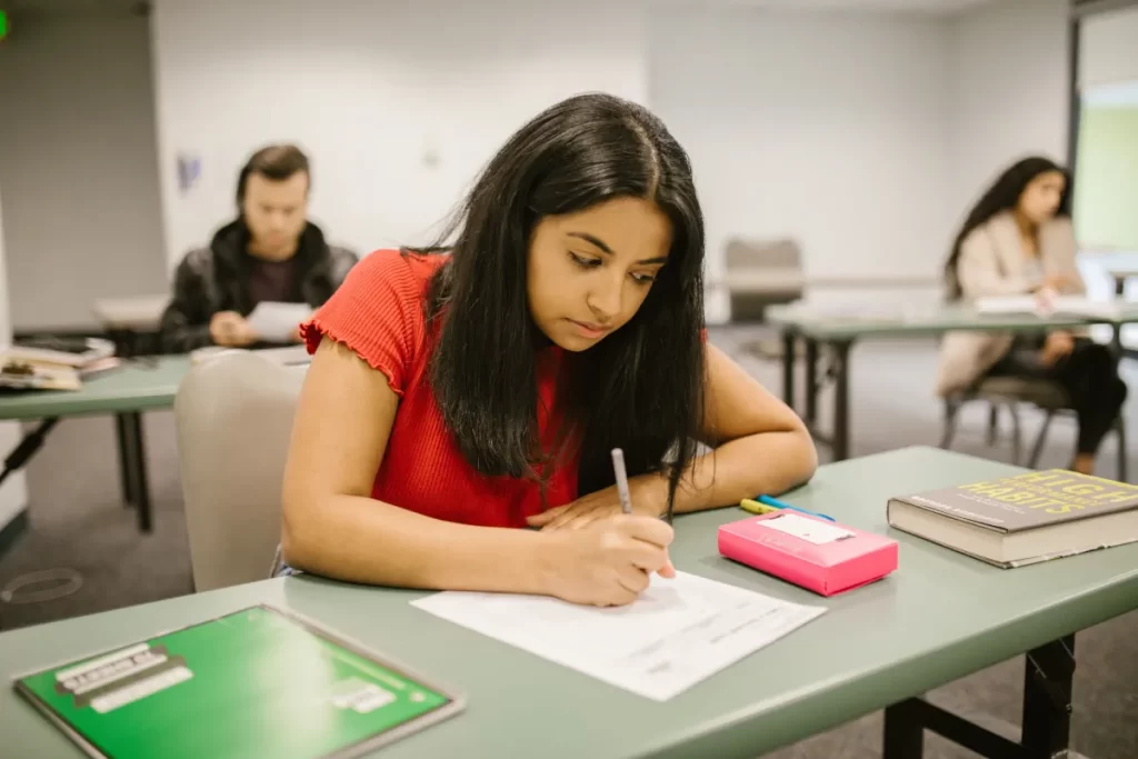 small group of students in class